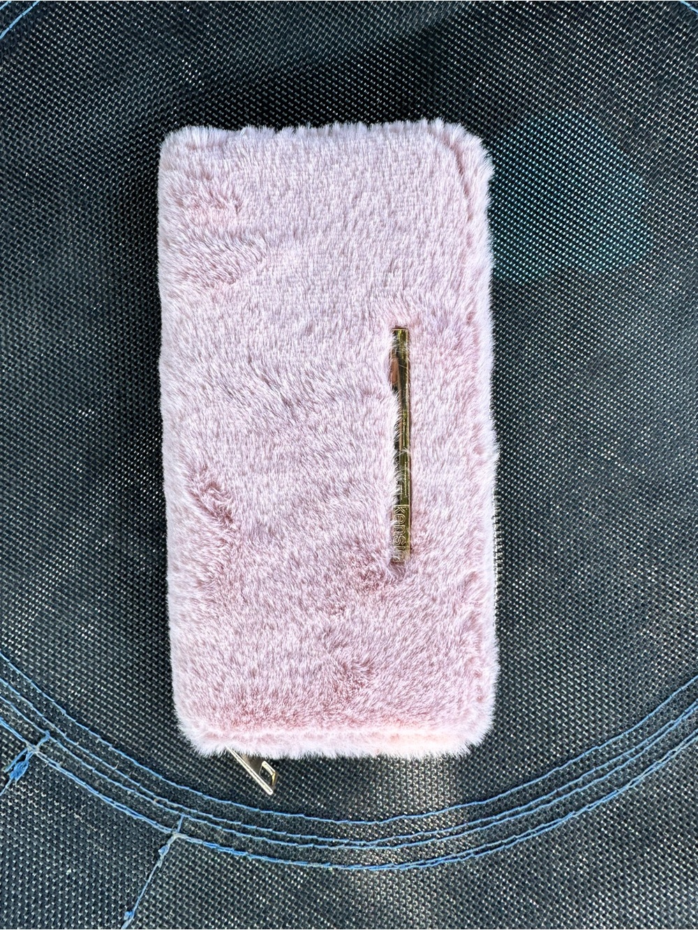 Plush Pink Faux-Fur Zip Wallet - Soft Women's Wallet